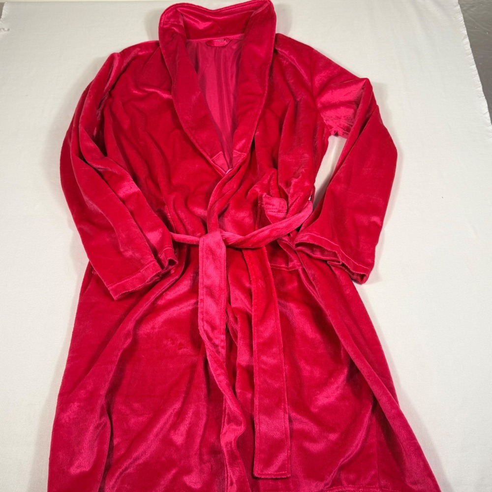 Ulta Beauty Bathrobe L/XL Pink Plush Fleece Shawl Collar Belted Pockets